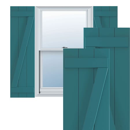 True Fit PVC, Three Board Joined Board-n-Batten Shutters W/Z-Bar, Antigua , 16 1/8W X 59H